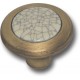 Ручка кнопка керамика с серой "паутинкой", античная бронза
